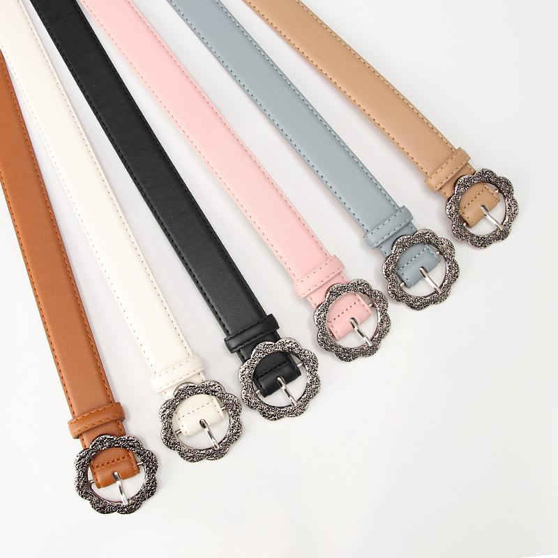 New High-end Flower Women's Belt Retro Versatile Decorative Jeans Belt Ins Style Simple Trouser Belt Women