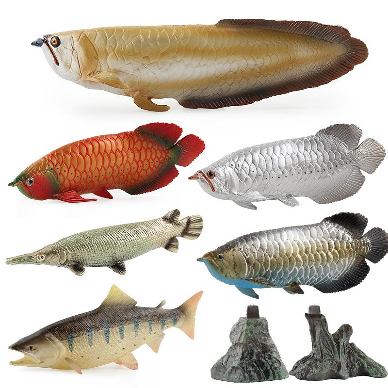Solid Static Simulation Marine Animal Model Plastic Ornament Golden Arowana Silver Arowana Children'S Toy Figure