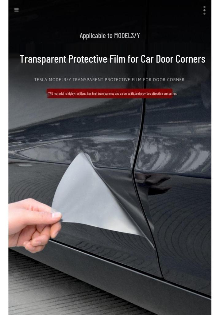 Compatible with Model Y3: Corner Tint, Side Skirt Anti-Scratch TPU Film, and Paint Protection Film.
