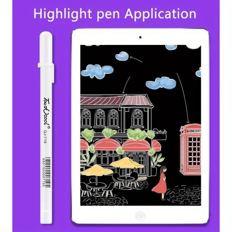 5pz Penna Gel Gelly Roll Bianca 0,8 mm Evidenziatore Penna per Disegno Artistico Pittura Penna per Diario Linea Bianca Penne Cancelleria Scolastica