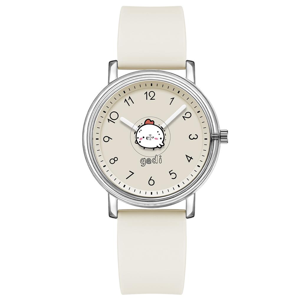 Women'S Candy Color Silicone High-Value Fashionable Student Watch Small Cartoon Round Dial Women'S Gift Waterproof Watch