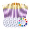10-Piece Children's Paint Brush Set: Blue Handle Nylon Brushes for Acrylic, Watercolor, and Oil Painting