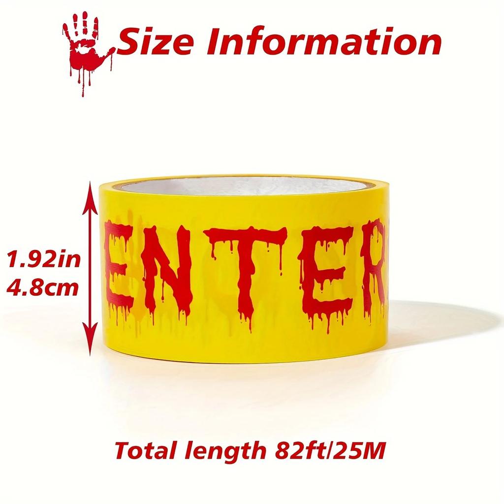Halloween Warning Tape with Bloody Handprints - 82 Feet Plastic Warning Tape for Horror Themed Party Decorations