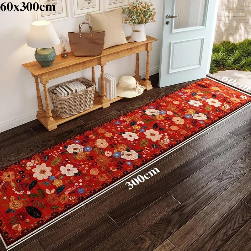 Tappeto per Corridoio Passerella Tappeto Lungo Lavabile in Macchina Pieghevole Antiscivolo Tappetino per Pavimento Tappeti Fiore di Primavera Decorazione per la Casa per Soggiorno