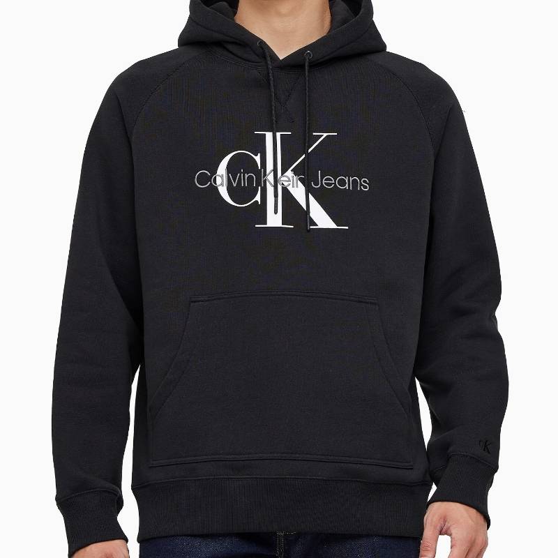 Calvin Klein Letter Print Fitted Hoodie Men Hoodies Black J325246-BEH