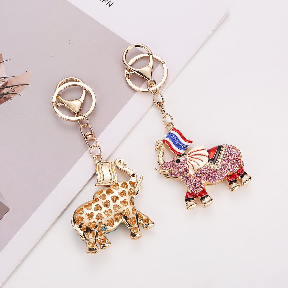 Rhinestone Elephant Keychain Souvenir - Thailand Bangkok Charm