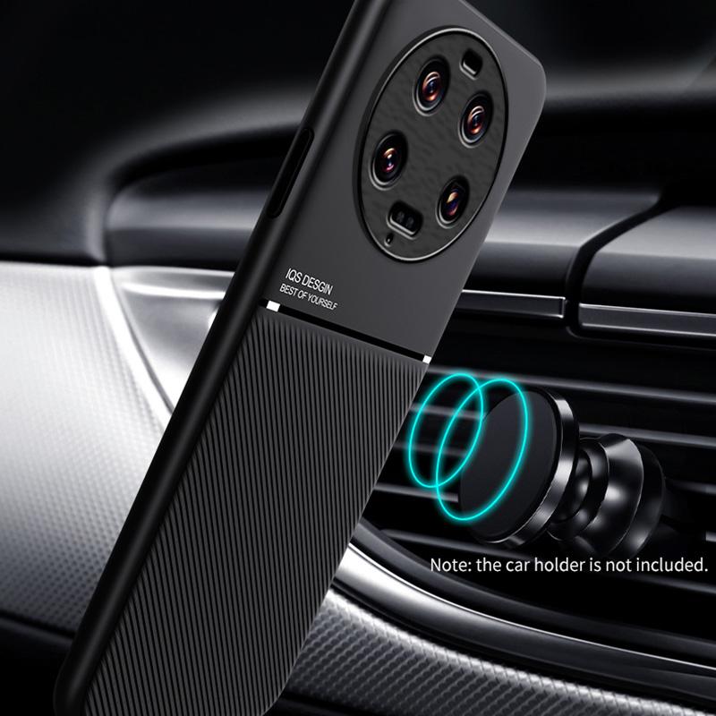 For Xiaomi 13 Ultra Lines Imprinted PU Leather+TPU Case Magnetic Car Holder Phone Cover