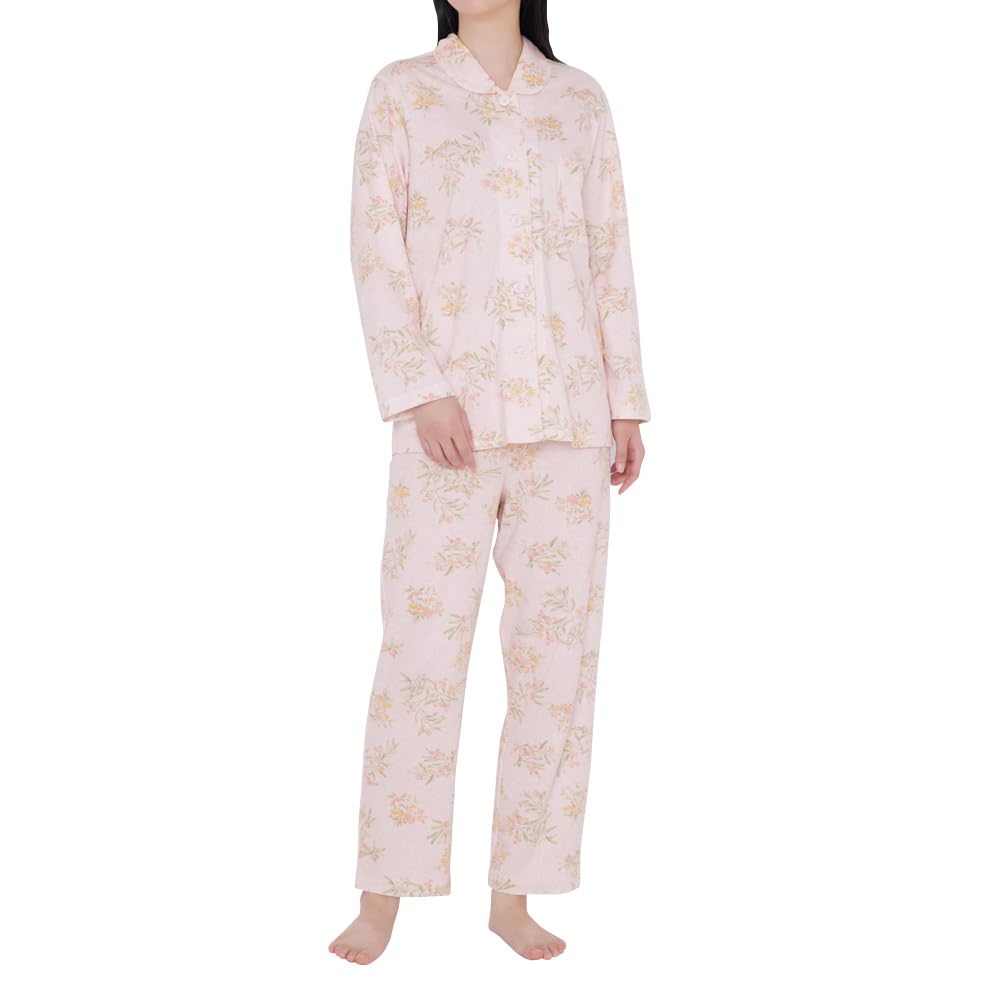 

Gunze Smooth Cotton Pajama with Elastic Sleeves and Leg Holes Women s 100% Set, Pink, (TG4105)