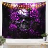 Sugar Skull Large Tapestry For Kids Adults Room DecorPurple Rose Flowers Tapestries Goth Skull Tapestry Wall Hanging Skeleton
