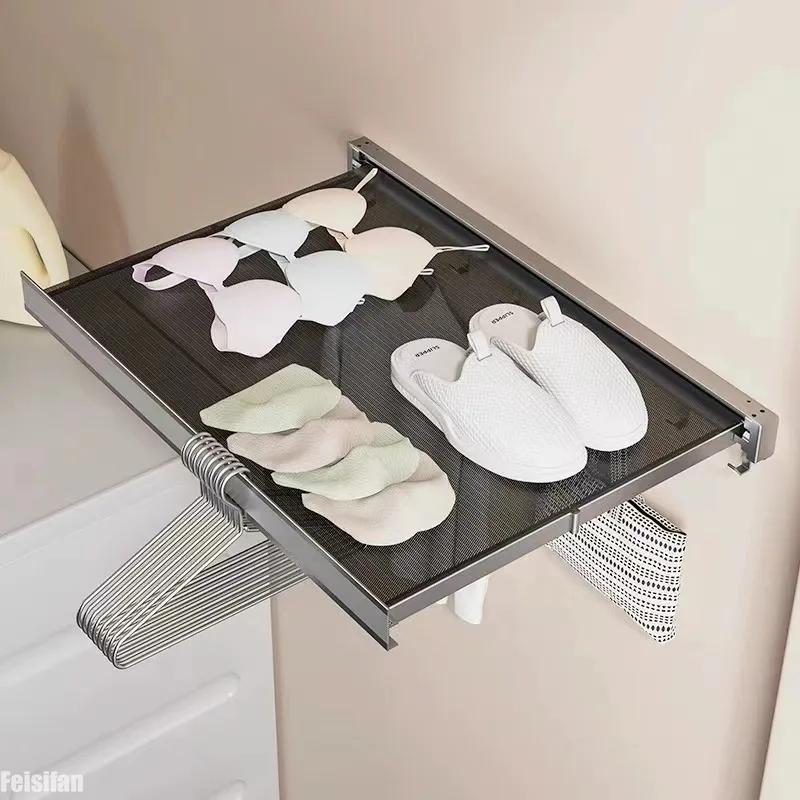 Retractable Laundry Drying Rack Thicken Clothes Storage Hanger Rack for Bathroom Closet Laundry Room Home Space Saving Supplies