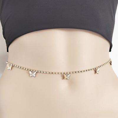 Simple and Fashionable Sexy Claw Chain Women's Diamond-encrusted Body Chain Accessories, Super Flash Rhinestone Waist Chain