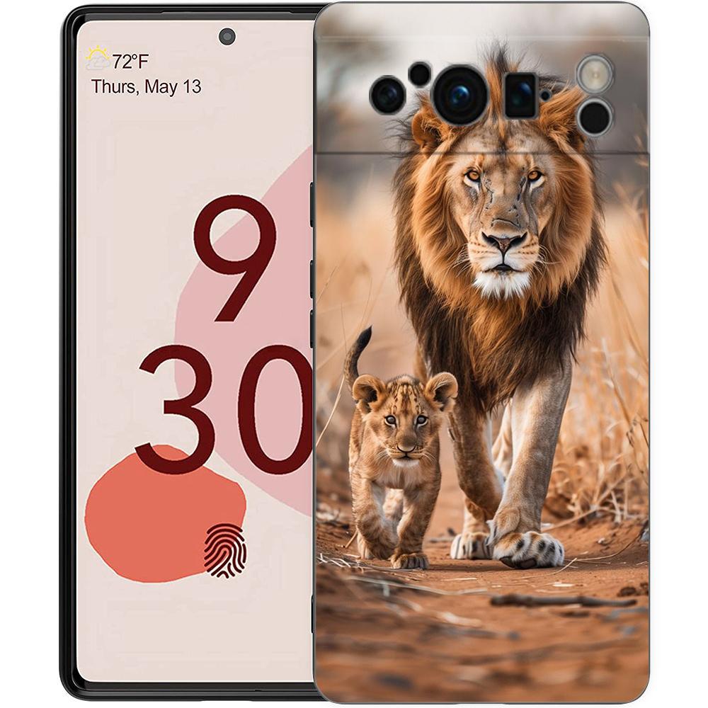 

Lion Alpha Male Cub Phone Case For Google Pixel 10 9 8 7 Pro 9A 8A 7A 6A 6 Pro XL Soft TPU Bumper Black Cover Pixel 8