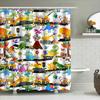 Animal Construction Shower Curtain Dinosaur Decor For Kids Bathroom Waterproof Fabric With Stop Sign Design Unique Home Accessor