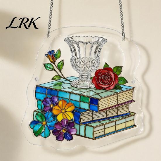Healing Light Shadow Decor Suncatcher Puzzle Pendant, Durable Acrylic Window Hanging, with 3D Wavy Book Style Hanging Pattern, Stained Glass