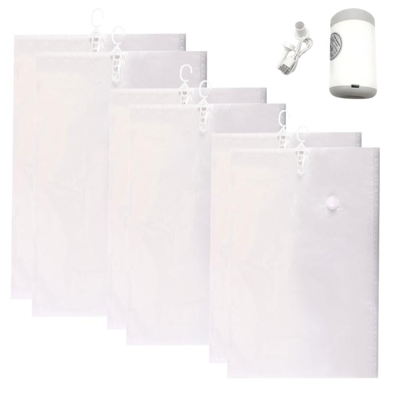 

Pack of 6 Multiple Size Hanging Vacuum Storage Bags Offering Wrinkle Prevention and Dust Protective 1