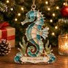 Modernes Haus Urlaubsdekoration Handgefertigt Meerglas Küsten-Weihnachtsbaumschmuck, Schildkröte Seepferdchen Seestern Geschenke für die Saison Segelboot Strand Hängedekoration