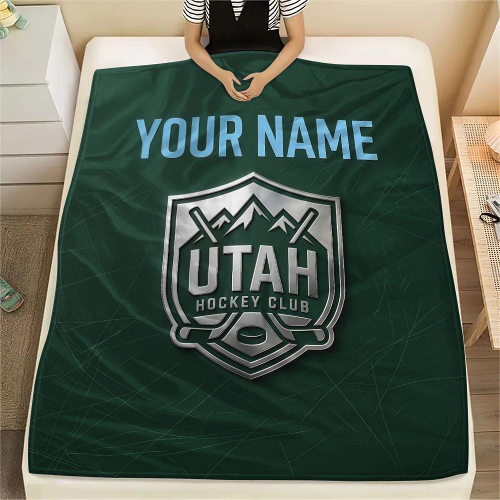 Custom Name,Utah Mammoth Printed Flannel Blanket, Soft Throw for Bedroom Sofa, Washable, Christmas Present, Great Gift.