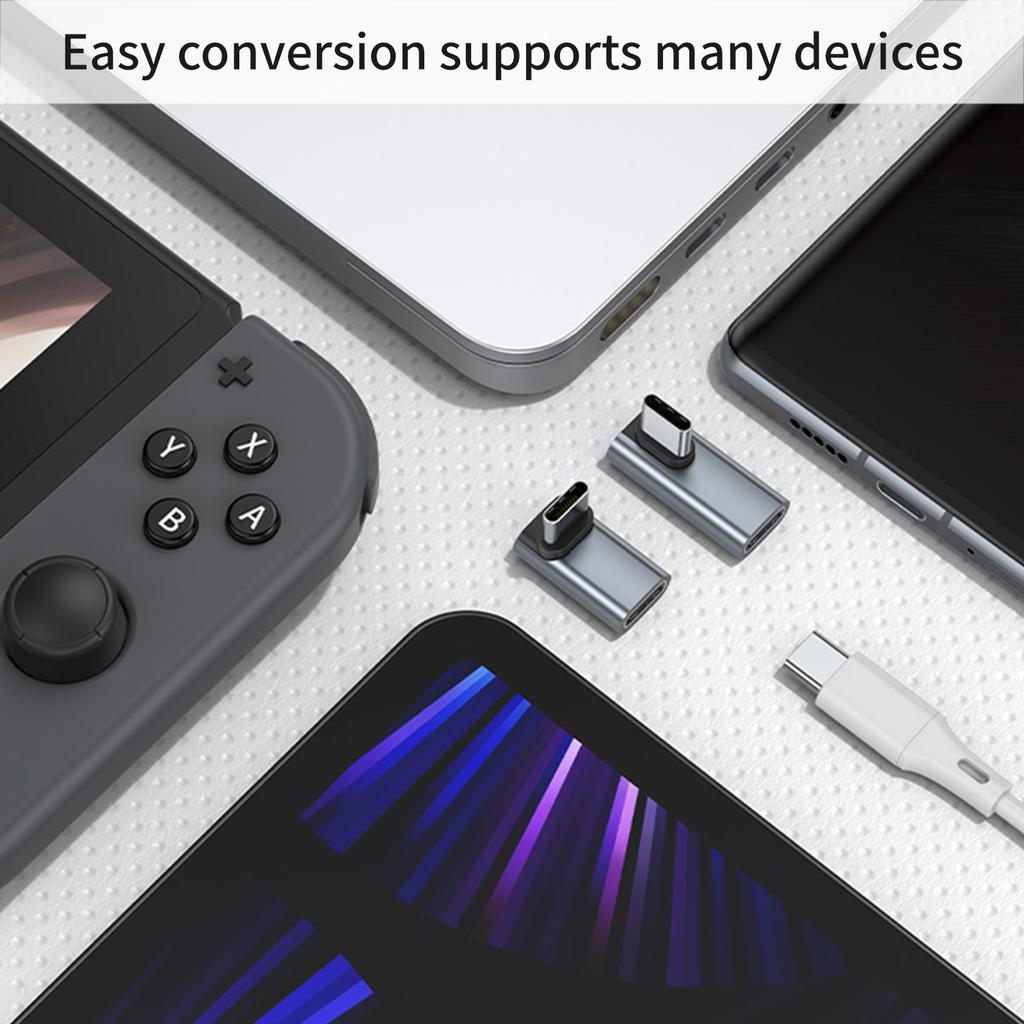 90 Degree Type C Female to USB C Male Adapter Converter Extender 40Gbps Data Sync 100W Charging Adapter for Laptop Phone