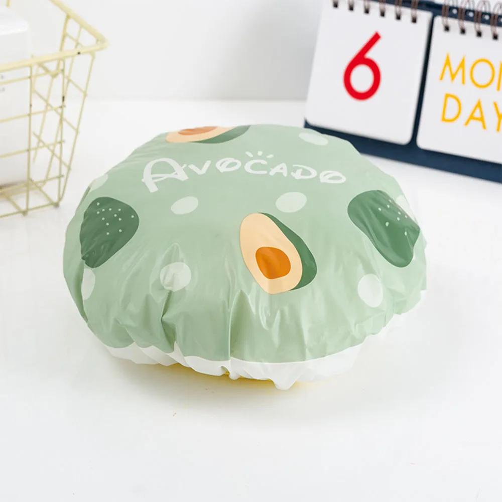 

6 Color Fashion Waterproof Fruit Bath Cap Elastic Shower Hat Reusable Bath Head Hair Cover for Women Shower Bath Supplies