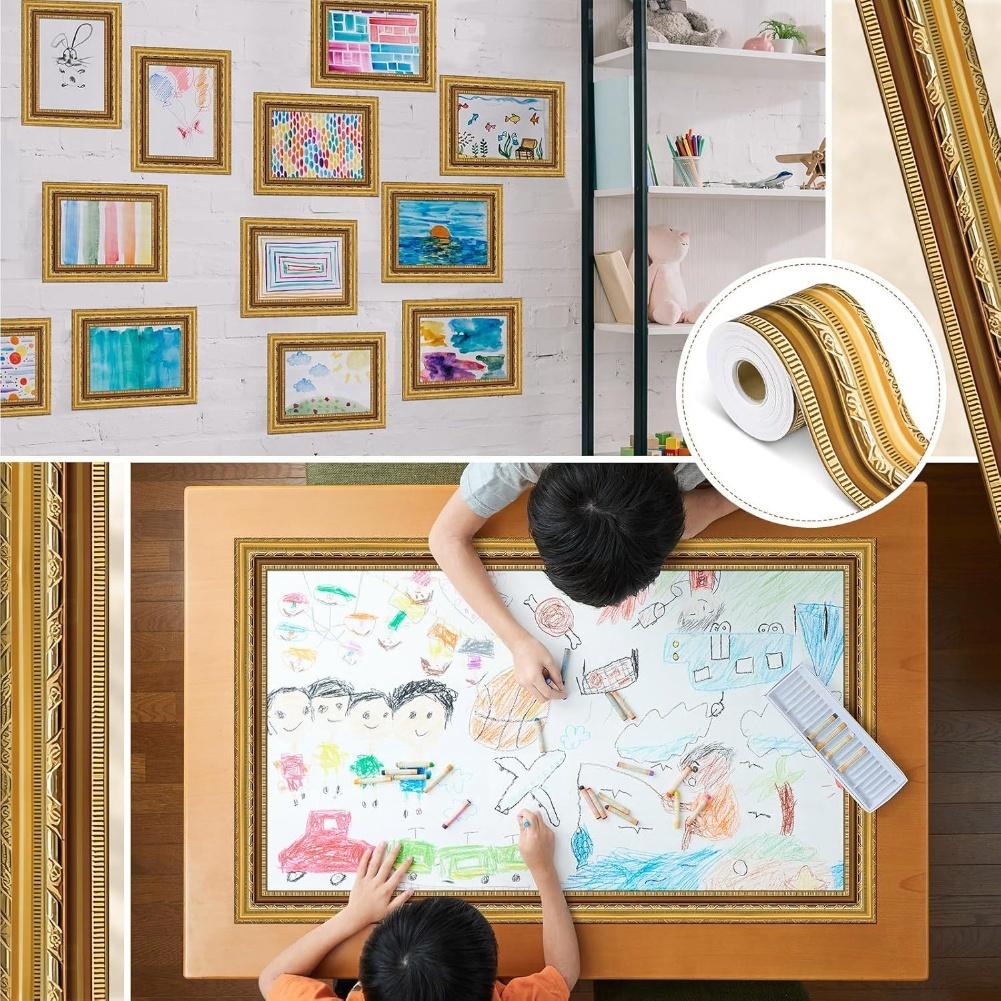 Easy To Apply 3D Wallpaper Frame Golden Style Self-adhesive Ceiling Frame