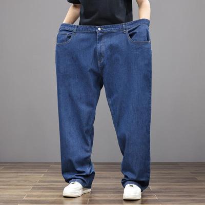Men's Summer Wide-Leg Jeans: Elastic, Loose-Fit, Plus Size, Straight-Leg Long Pants