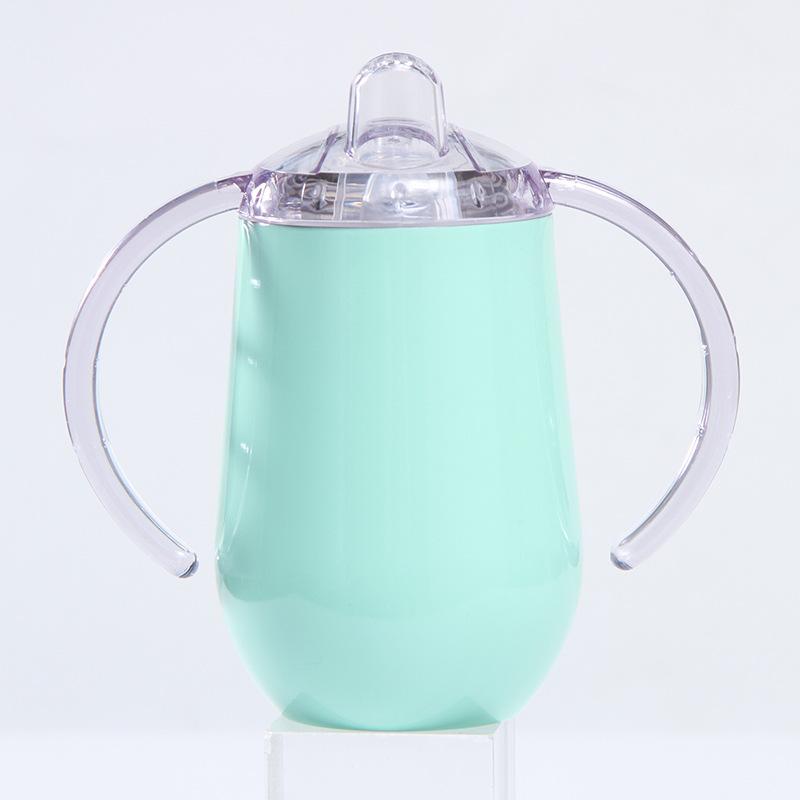 

10 унций кружка-яичная скорлупа с двойной ручкой, двухслойная вакуумная кружка из нержавеющей стали 304, креативная детская кружка для молока 10oz зелёный