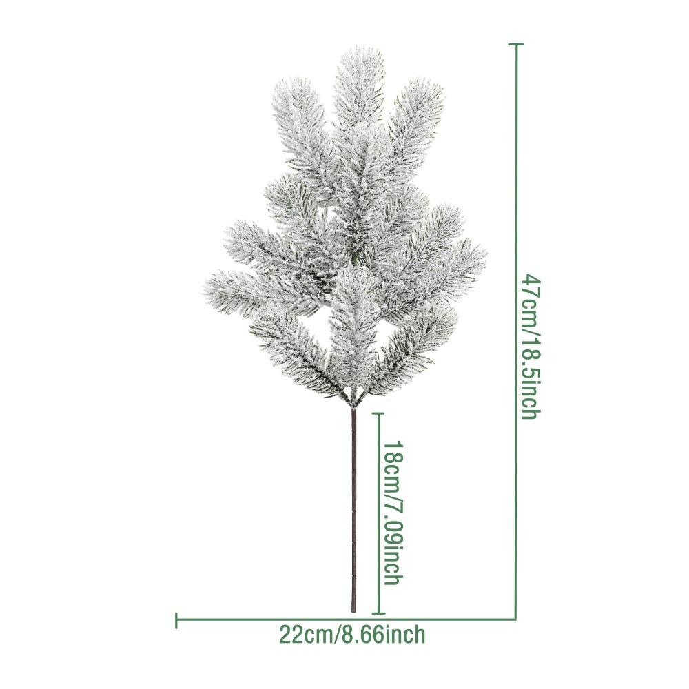 Flocking Snowflake Artificial Pine Branches White Plastic Simulation Ceder Branches DIY Wreath Photo Props Christmas Pine Stem