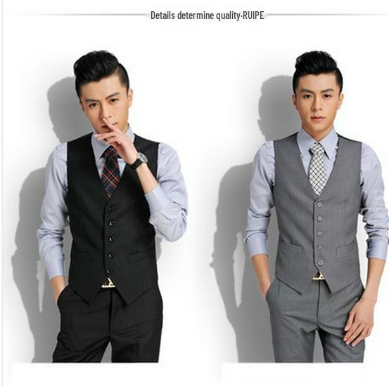 Spring & Autumn Men's Korean Slim Fit Grey Suit Vest - Trendy Style