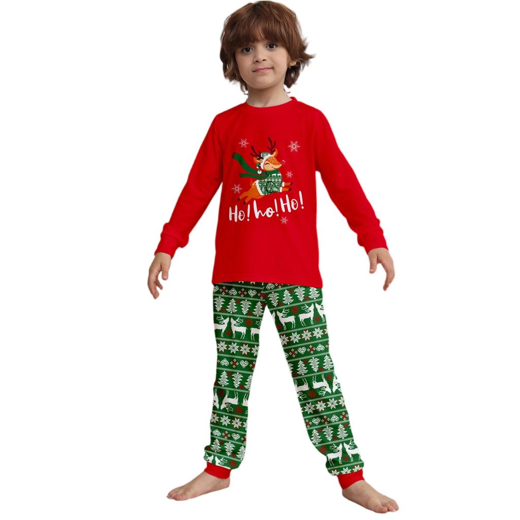 Lässiger und modischer Weihnachts-Eltern-Kind-Anzug mit Hirsch- und Buchstabenprint Hauskleidung