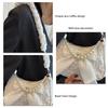 Women Shoulder Bag Casual Fashionable Lace Ruffles Lady Handbag with Bow Bead Chain for Daily