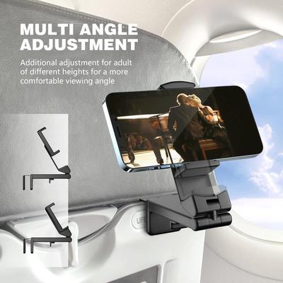 Univerzální držák na telefon do letadla 360° otočný cestovní držák na telefon pro létání handsfree flexibilní klip na telefon pro iPhone/Android