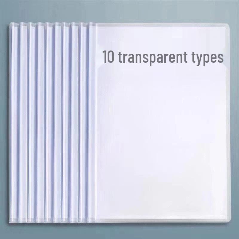 A4 Transparent Plastic Document Folder with Pull Rod Clip