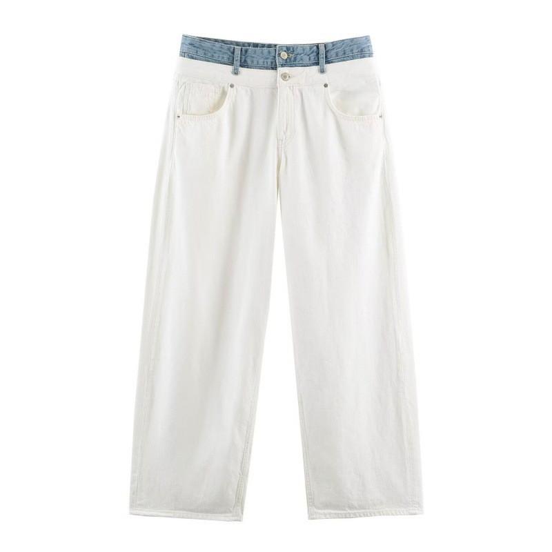 Womens Relaxed Straight Leg Mid-Rise Denim