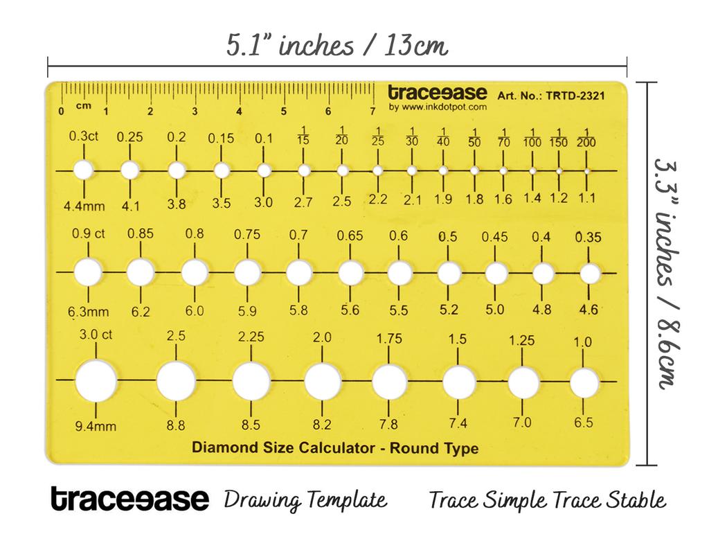 Traceease Diamond Size Calculator Round Shape Jewelry Templates Drafting ToolsJewellery Designing Stencils