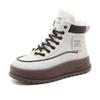 KT2811 New Winter Velvet Women's Middle Help Color Matching Warm Cotton Shoes Student Simple Casual Cotton Shoes