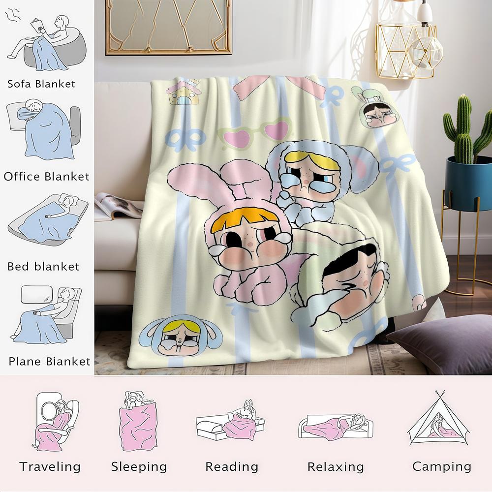 Bunny Crew Flannel Blanket Warm Soft Halloween Christmas Couch Warm Cozy Decorative Decor Gift for All Season