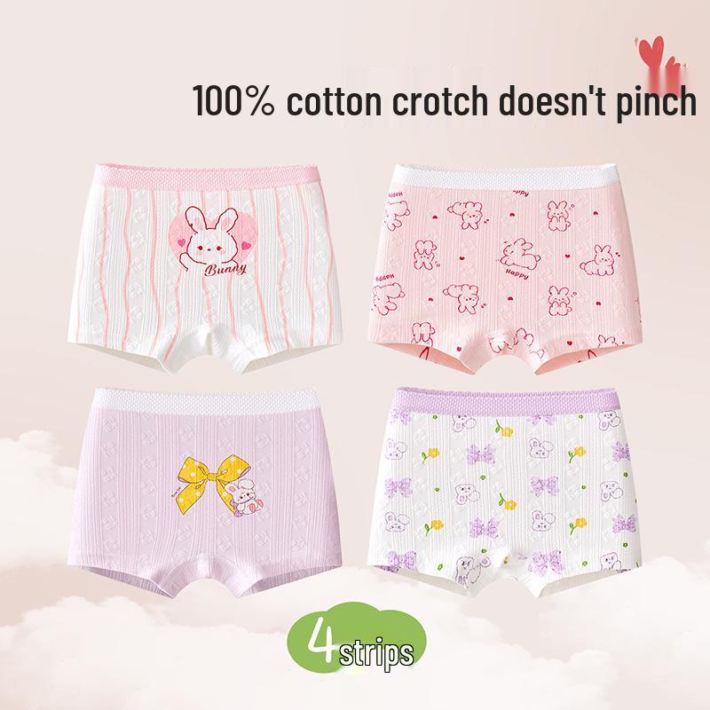 

Girls Antibacterial Cotton Four-Corner Briefs - No Wedgie, Ideal for Autumn/Winter 4XL: 80-120 lbs