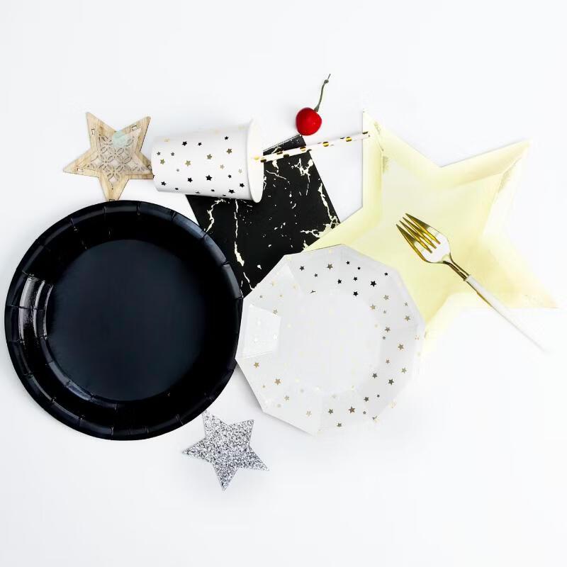 OIMG Disposable Party Paper Cups and Plates Set