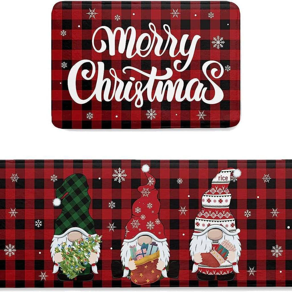 Cross-border Christmas Holiday Anti-Slip, Dirt-Resistant Kitchen Floor Mats – Long, Oil-Absorbing, Decorative Door Foot Mats