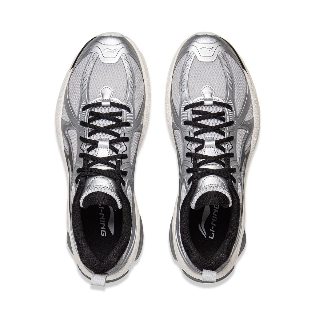 Li Ning Push Pull Boom V2 Cushioning Slip Resistant Abrasion Resistant Rebound Low top Running Shoes Men's Silver Gray ARXW019-4