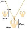 Cartoon Bowknot Mouse Stainless Steel Jewelry Set for Women Fashion Anime Animal Necklace Earrings Party Accessories