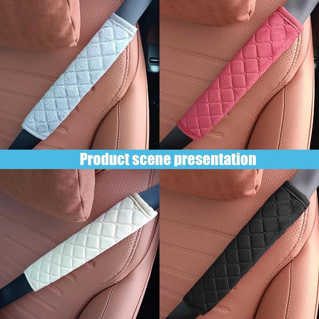 2PCS Universal Car Seatbelt Strap Cover, Long Crystal Velvet Shoulder Pad Cover Kit for Adults and Children, Helps Avoid Friction On Shoulder and