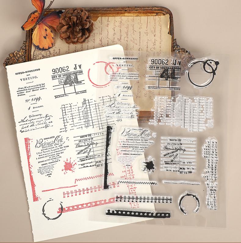 Vintage English Text Landscape Transparent Silicone Stamp Creative DIY Journal Material Collage Stationery