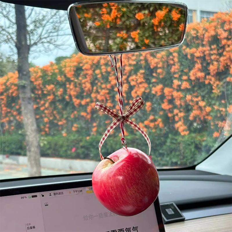 Simulated Fruit Car Ornament Cute Foam Fruit Decoration Persimmon, Orange, Peach Shapes Auto Interior Decor Accessories