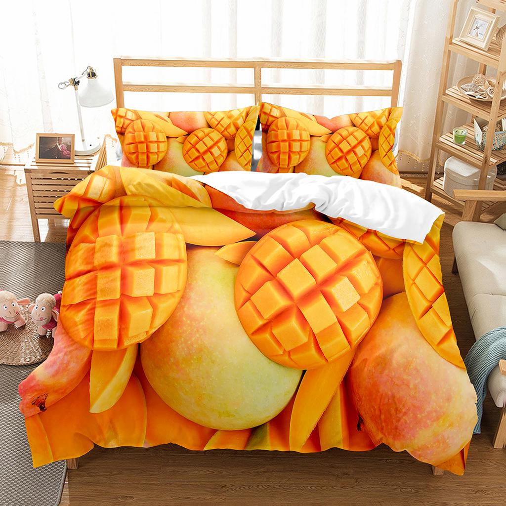 Comforter Mango Fresh Fruit Pattern Comforter For Kids Teens Adults Bedding Set King Queen Twin Size With