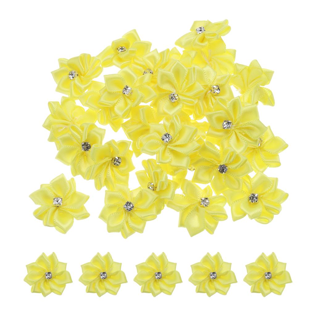 50/150 Pcs Small Ribbon Flowers Satin Ribbon Flowers Mini Fabric Flowers for Crafts DIY Wedding Ornament Appliques 1.2 Inch
