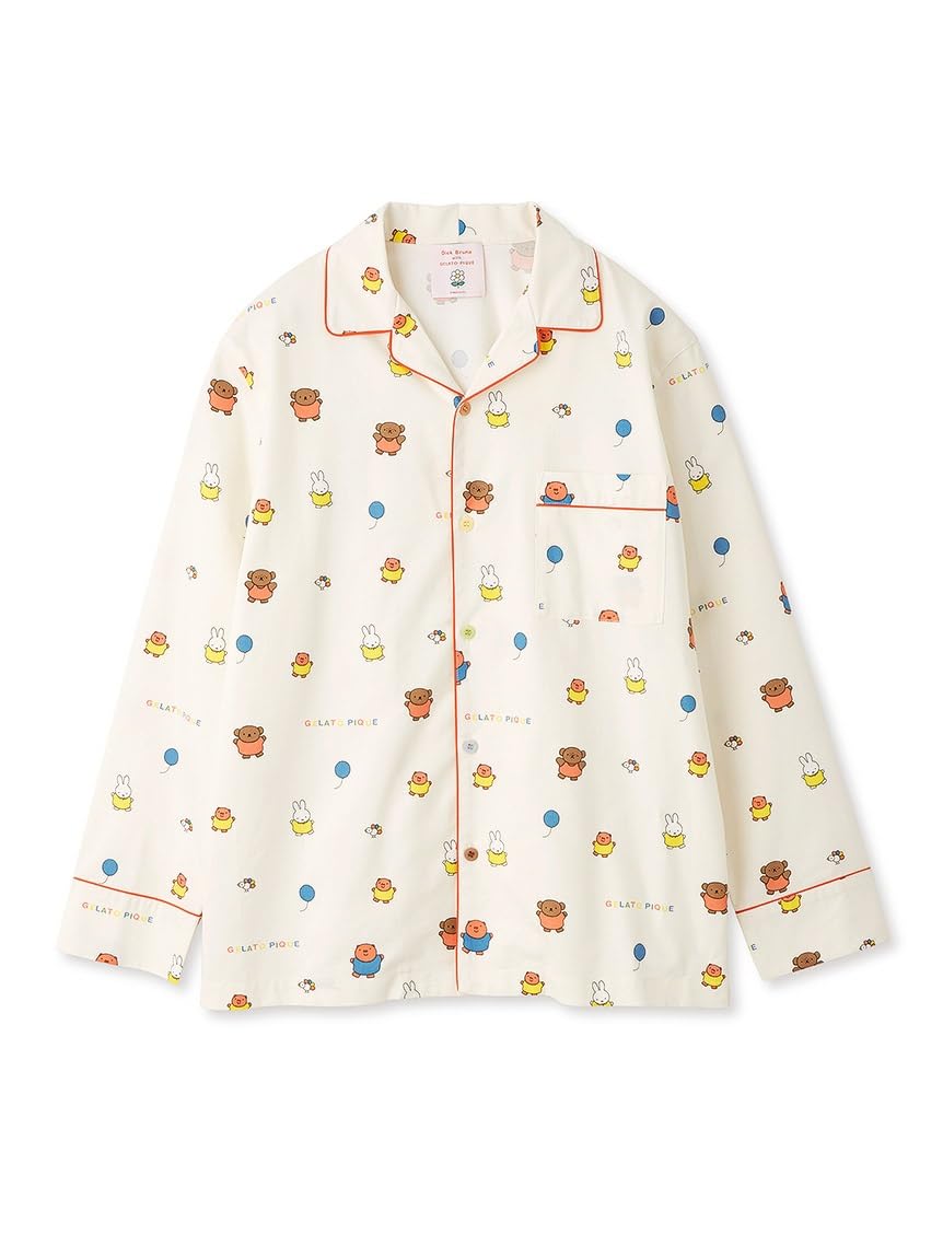 Gelato Pique DickBruna HOMME All-Over Print Flannel Pajama Shirt PMFT244365 Men s Size M Cream