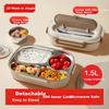 Lunch Box, Office Worker's 304 Stainless Steel Bento Box, Elementary School 's Microwave-Safe 4-Compartment 1.5L Lunch Box with Chopsticks And Spoo