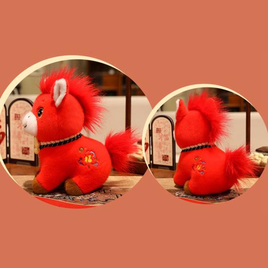 Horse Doll Auspicious Meaning Year of The Horse Plush Toy Traditional Zodiac Horse Theme Good Luck Doll Home Decor