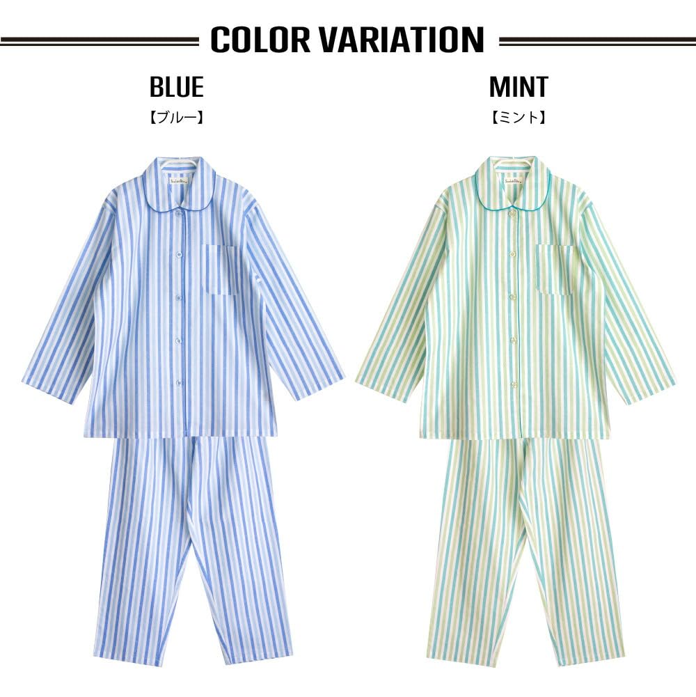 Dress Shirt Soft and Top and Bottom Long All Year Breathable Size Women's Pajamas, 100% Cotton, Material, Comfortable, Set, Sleeves, Two-tone Stripes,